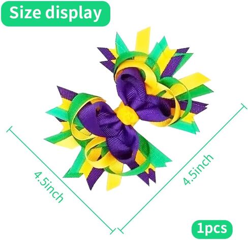 Mardi Gras Hair Bow Clips for Girls Kids Mardi Gras Hair Clips Carnival Hairpins Purple Green Yellow Hair Barrettes Barbon Hair Bows Alligator Clips Fat Tuesday Mardi Gras Hair Association (Y01) in Kuwait