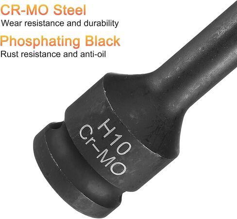uxcell 22mm Hex Impact Bit Socket H22 1/2" CR-MO Steel Phosphate Black Impact Drive Hex Bit Sockets Lengthen Hex Screwdriver Socket Adapter for Auto Mechanics Work Repair Maintain in Kuwait