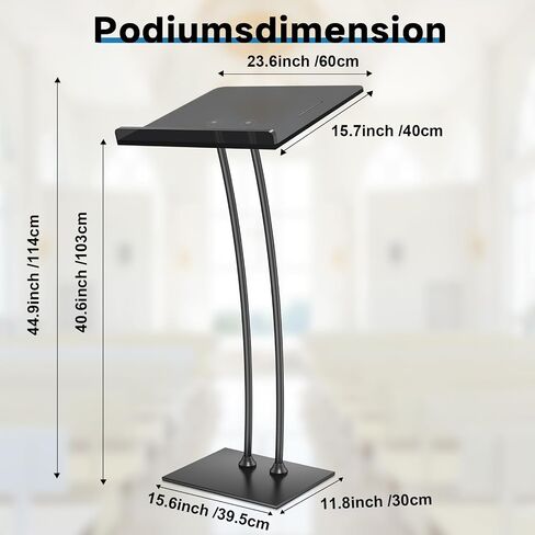 Acrylic Podium Lectern with Iron Stable Bottom, Pulpits for Churches with 10MM Thickened Acrylic Countertop, Multi Function Pulpit for Modern Classroom Music Concert Wedding Conference Event in Saudi Arabia