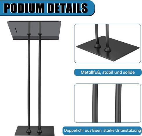 Acrylic Podium Lectern with Iron Stable Bottom, Pulpits for Churches with 10MM Thickened Acrylic Countertop, Multi Function Pulpit for Modern Classroom Music Concert Wedding Conference Event in Saudi Arabia