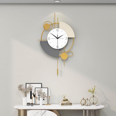 Modern Wall Clock for Living Room Decor Large Decorative Black Wall Clock with Pendulum Battery Operated Non Ticking for Kitchen Bedroom Office 23 Inch Big Metal Silent Quartz Wall Clock in Saudi Arabia