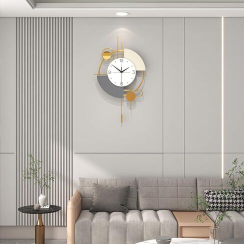 Modern Wall Clock for Living Room Decor Large Decorative Black Wall Clock with Pendulum Battery Operated Non Ticking for Kitchen Bedroom Office 23 Inch Big Metal Silent Quartz Wall Clock in Saudi Arabia
