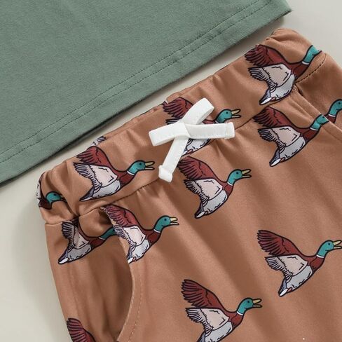 طفل طفل رضيع الصيف ملابس البط طباعة الأكمام قصيرة تي شيرت شورت مموه مرنة 2 قطعة الزي in Kuwait