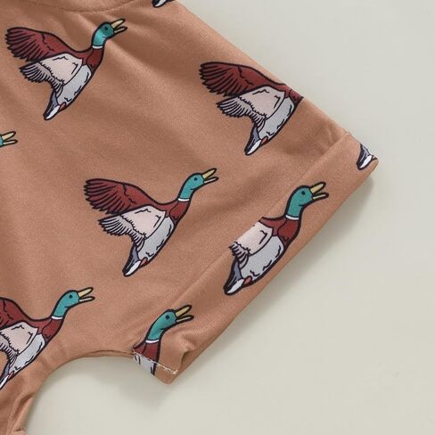 طفل طفل رضيع الصيف ملابس البط طباعة الأكمام قصيرة تي شيرت شورت مموه مرنة 2 قطعة الزي in Kuwait