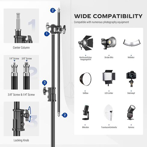 Heavy Duty C Stand 6.9ft/210cm with Holding Arm Sandbag Grip Head Stainless Steel Photography Light Stand C-Stand Sturdy for Photography Studio Video Monolight Softbox Shooting（Silver） in Kuwait