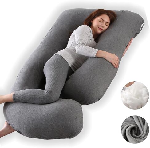 Pregnancy Pillow, Full Body Maternity Pillow 57 inch, with Removable Washable Cover - Sleep Support for Legs, Back, Neck, Shoulder, HIPS, Belly for Pregnent Women, Velvet (Coal-Black) in Saudi Arabia