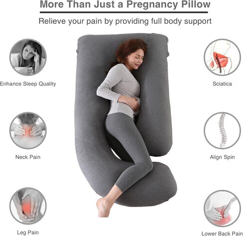 Pregnancy Pillow, Full Body Maternity Pillow 57 inch, with Removable Washable Cover - Sleep Support for Legs, Back, Neck, Shoulder, HIPS, Belly for Pregnent Women, Velvet (Coal-Black) in Saudi Arabia