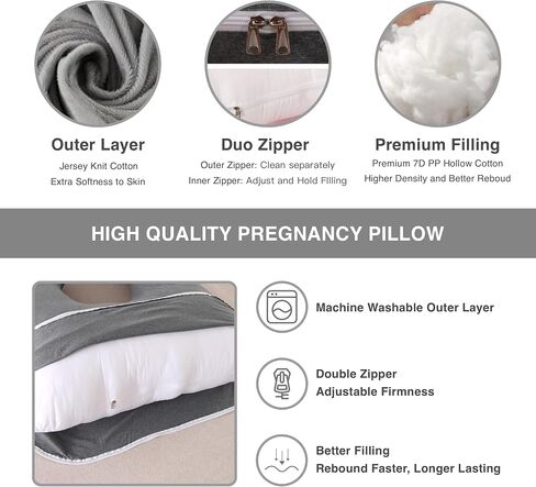 Pregnancy Pillow, Full Body Maternity Pillow 57 inch, with Removable Washable Cover - Sleep Support for Legs, Back, Neck, Shoulder, HIPS, Belly for Pregnent Women, Velvet (Coal-Black) in Saudi Arabia