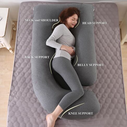 Pregnancy Pillow, Full Body Maternity Pillow 57 inch, with Removable Washable Cover - Sleep Support for Legs, Back, Neck, Shoulder, HIPS, Belly for Pregnent Women, Velvet (Coal-Black) in Saudi Arabia