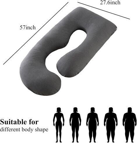 Pregnancy Pillow, Full Body Maternity Pillow 57 inch, with Removable Washable Cover - Sleep Support for Legs, Back, Neck, Shoulder, HIPS, Belly for Pregnent Women, Velvet (Coal-Black) in Saudi Arabia