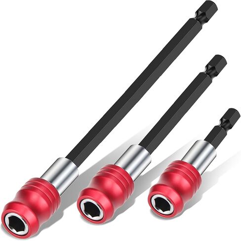 2PCS Magnetic Impact Drill Screwdriver Bit Holder, 1/4 Inch Hex Shank Quick Release Bit Holder Drill Bit Extension with Aluminum Sleeve, Universal Fit for Impact Driver and Drill, 60MM Length in Kuwait