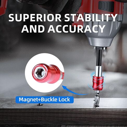 2PCS Magnetic Impact Drill Screwdriver Bit Holder, 1/4 Inch Hex Shank Quick Release Bit Holder Drill Bit Extension with Aluminum Sleeve, Universal Fit for Impact Driver and Drill, 60MM Length in Kuwait