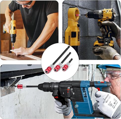 2PCS Magnetic Impact Drill Screwdriver Bit Holder, 1/4 Inch Hex Shank Quick Release Bit Holder Drill Bit Extension with Aluminum Sleeve, Universal Fit for Impact Driver and Drill, 60MM Length in Kuwait