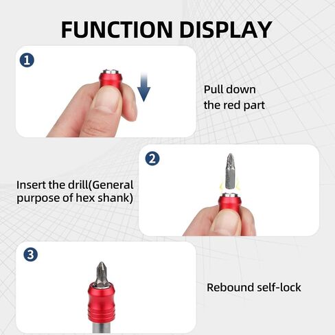2PCS Magnetic Impact Drill Screwdriver Bit Holder, 1/4 Inch Hex Shank Quick Release Bit Holder Drill Bit Extension with Aluminum Sleeve, Universal Fit for Impact Driver and Drill, 60MM Length in Kuwait