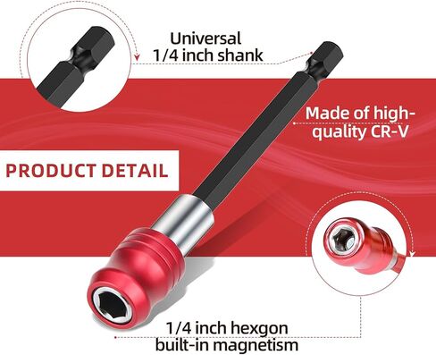2PCS Magnetic Impact Drill Screwdriver Bit Holder, 1/4 Inch Hex Shank Quick Release Bit Holder Drill Bit Extension with Aluminum Sleeve, Universal Fit for Impact Driver and Drill, 60MM Length in Kuwait