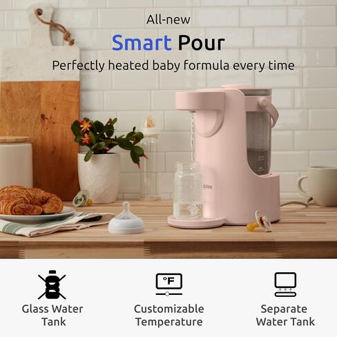Smart Pour - موزع المياه الدافئة ، أكثر دفئًا للمياه الدافئة لصياغة الأطفال ، خزان زجاجي قابل للفصل 2L ، 24/7 ، موزع مائي ، موزع الماء لزجاجات الأطفال ، موزع زجاجة دافئة in Saudi Arabia