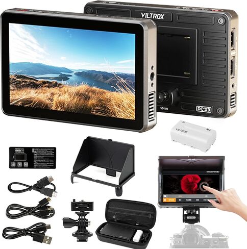VILTROX DC-X2 2000Nit Camera Field Monitor Touchscreen 6 inch 4K HDMI Camera Monitor 1920x1080 IPS DSLR Monitor with Sunshade Hood/Battery 3D LUT 160° Super Wide View Angle Video Monitors High-Bright in Kuwait