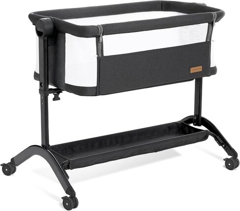Bassinet Bedside Sleeper - All-Mesh Design, Portable Bedside Bassinet for Baby with Washable Mattress, 5 Adjustable Heights (Grey) in Kuwait