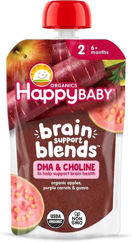 Happy Baby Organics Brain Support Blends, Baby Food Pouches, Variety Pack (Pack of 16), Amazon Exclusive in Kuwait