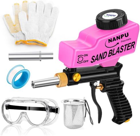 NANPU Air Sand Blaster Gun with Gravity Feed - Metal Nozzle, Plastic Body | for Paint, Rust Removal, and Glass Etching | Versatile for Aluminum, Sand, Walnut Shells, and Soda Blasting Applications in Saudi Arabia