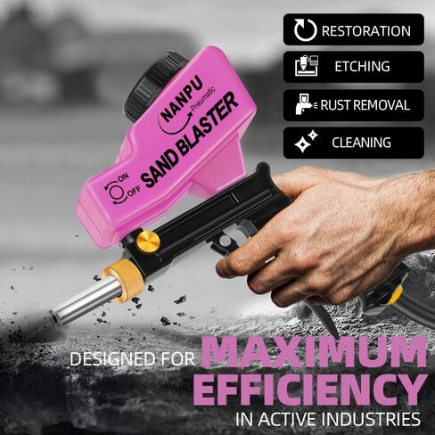 NANPU Air Sand Blaster Gun with Gravity Feed - Metal Nozzle, Plastic Body | for Paint, Rust Removal, and Glass Etching | Versatile for Aluminum, Sand, Walnut Shells, and Soda Blasting Applications in Saudi Arabia