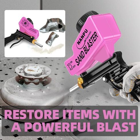 NANPU Air Sand Blaster Gun with Gravity Feed - Metal Nozzle, Plastic Body | for Paint, Rust Removal, and Glass Etching | Versatile for Aluminum, Sand, Walnut Shells, and Soda Blasting Applications in Saudi Arabia