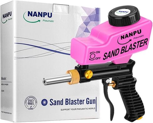 NANPU Air Sand Blaster Gun with Gravity Feed - Metal Nozzle, Plastic Body | for Paint, Rust Removal, and Glass Etching | Versatile for Aluminum, Sand, Walnut Shells, and Soda Blasting Applications in Saudi Arabia