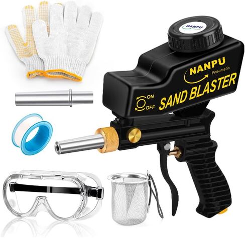 NANPU Air Sand Blaster Gun with Gravity Feed - Metal Nozzle, Plastic Body | for Paint, Rust Removal, and Glass Etching | Versatile for Aluminum, Sand, Walnut Shells, and Soda Blasting Applications in Saudi Arabia