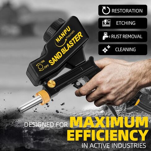 NANPU Air Sand Blaster Gun with Gravity Feed - Metal Nozzle, Plastic Body | for Paint, Rust Removal, and Glass Etching | Versatile for Aluminum, Sand, Walnut Shells, and Soda Blasting Applications in Saudi Arabia