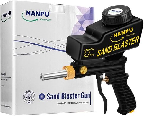 NANPU Air Sand Blaster Gun with Gravity Feed - Metal Nozzle, Plastic Body | for Paint, Rust Removal, and Glass Etching | Versatile for Aluminum, Sand, Walnut Shells, and Soda Blasting Applications in Saudi Arabia