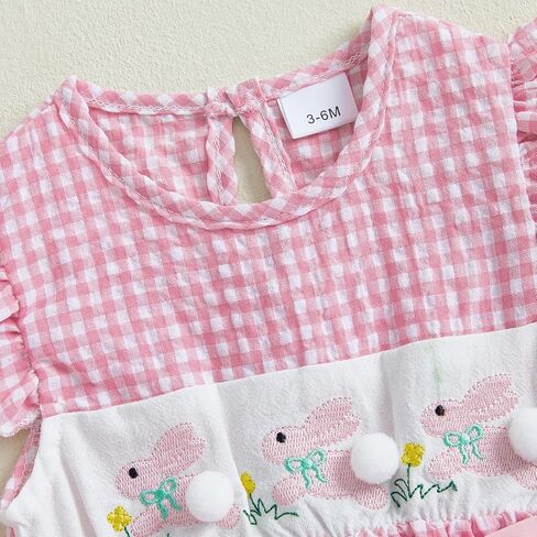 MoZiKQin Baby Girl Valentines Day Outfit Newborn Heart Plaid Bubble Romper Bowknot Ruffle Bodysuit Smocked Baby Clothes in Kuwait