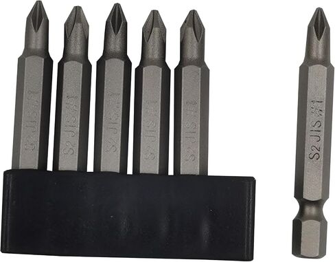 6Pcs 50mm JIS Screwdriver Bit Set with Magnetic Tip,1/4 Hex Shank, S2 Alloy Steel & 6-Hole Storage Strip-erfect for Japanese Motorcycles, Cars，Bicycle & Equipment (JIS #1x2#2x2#3x2) in Kuwait