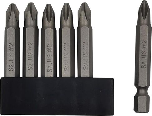 6Pcs 50mm JIS Screwdriver Bit Set with Magnetic Tip,1/4 Hex Shank, S2 Alloy Steel & 6-Hole Storage Strip-erfect for Japanese Motorcycles, Cars，Bicycle & Equipment (JIS #1x2#2x2#3x2) in Kuwait