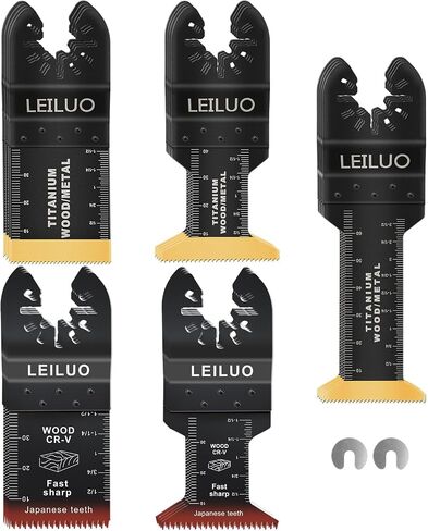 LEILUO 32 Pcs Multitool Blade Kit for Wood Nails Titanium Oscillating Saw Blades Japanese Tooth Oscillating Tool Accessories with Storage Bag Compatible with DeWalt Makita Dremel and More in Kuwait