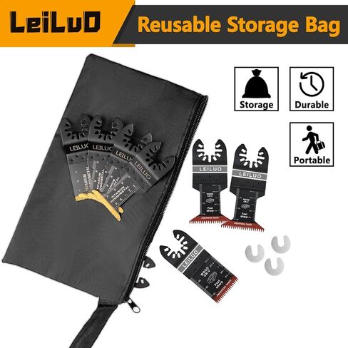 LEILUO 32 Pcs Multitool Blade Kit for Wood Nails Titanium Oscillating Saw Blades Japanese Tooth Oscillating Tool Accessories with Storage Bag Compatible with DeWalt Makita Dremel and More in Kuwait