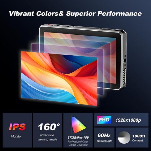 VILTROX DC-X2 6" Camera Field Monitors DCX2 for DSLR Touchscreen External Monitor 4k 2000nits X2 Monitor for Sony Canon Nikon 3D LUT 1920x1080 IPS with Sunshield 2200 MAh Battery in Kuwait