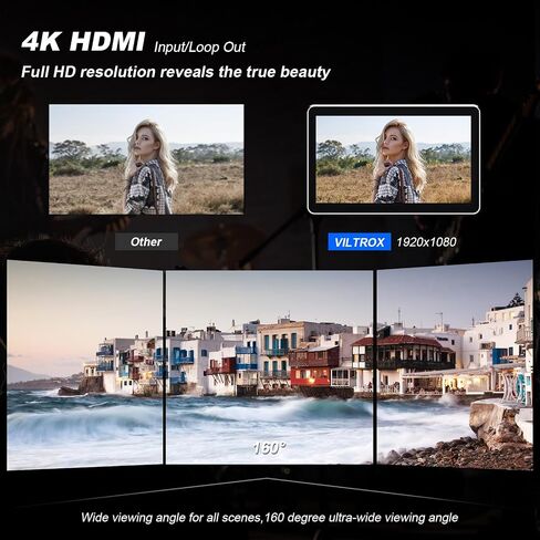 VILTROX DC-X2 6" Camera Field Monitors DCX2 for DSLR Touchscreen External Monitor 4k 2000nits X2 Monitor for Sony Canon Nikon 3D LUT 1920x1080 IPS with Sunshield 2200 MAh Battery in Kuwait