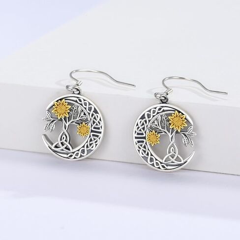 أقراط عباد الشمس للنساء 925 من الفضة الإسترليني عباد الشمس أوبال متدلية أقراط متدلية من مجوهرات عباد الشمس المشرقة هدايا in Kuwait