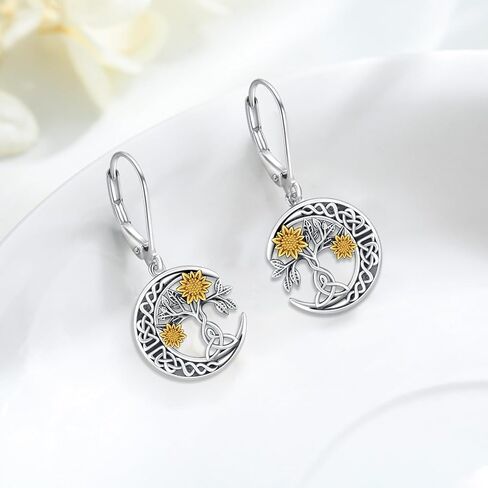 أقراط عباد الشمس للنساء 925 من الفضة الإسترليني عباد الشمس أوبال متدلية أقراط متدلية من مجوهرات عباد الشمس المشرقة هدايا in Kuwait