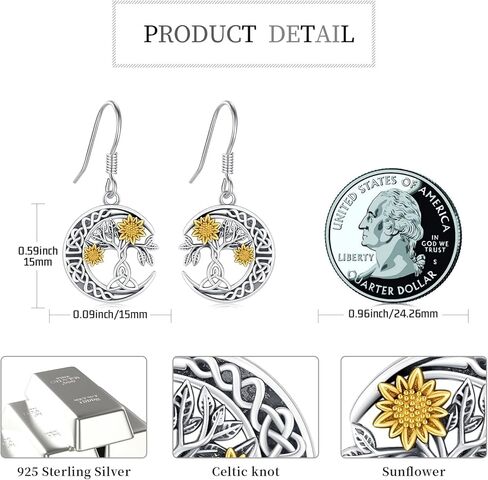 أقراط عباد الشمس للنساء 925 من الفضة الإسترليني عباد الشمس أوبال متدلية أقراط متدلية من مجوهرات عباد الشمس المشرقة هدايا in Kuwait