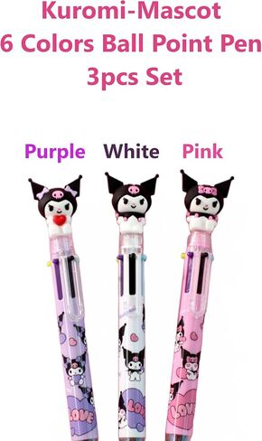 Kuromi Mascot Figure Ballpoint Pen 6-color 1pc, Kawaii Anime Office School Supplies Stationery Gift in Saudi Arabia