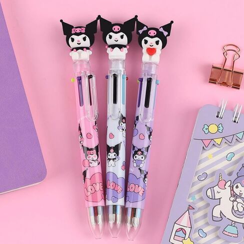 Kuromi Mascot Figure Ballpoint Pen 6-color 1pc, Kawaii Anime Office School Supplies Stationery Gift in Saudi Arabia