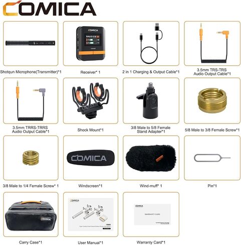 COMICA VM40 Combo Wireless Shotgun Microphone,2.4G Super Cardioid Polar Pattern,48kHz/32-bit Float Recording,Wired/Wireless Dual Modes,32G On-Board Recording Mic(VM 30 Upgraded Version) in Kuwait