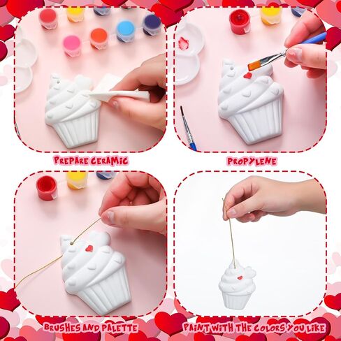 Suzile 24 Pcs Christmas Ceramics to Paint Ready to Paint Ceramics Christmas Ornaments Xmas Gnome Ceramic Painting Kit Christmas Crafts for Adults in Saudi Arabia