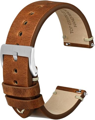 Anbeer Quick Release Leather Watch Bands for Men Women,18mm 20mm 22mm Military Style Top Grain Leather Watch Strap in Kuwait