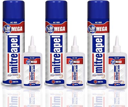غراء MITREAPEL CA مع المنشط (4.5 أونصة - 16.9 أونصة سائلة.) - غراء CA للأعمال الخشبية - غراء Cyanoacrylate ورذاذ المنشط - غراء مجنون، غراء فائق للحرف اليدوية والمشروعات اليدوية - (عبوة واحدة) in Kuwait