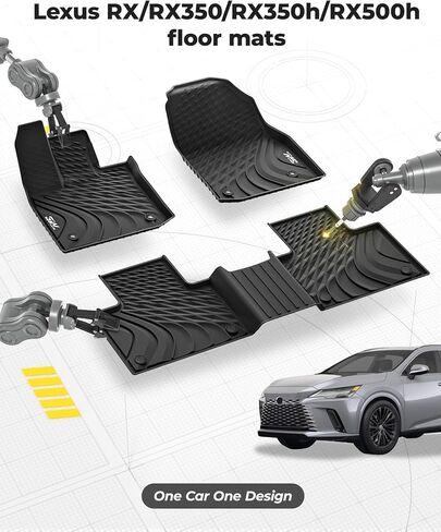 3W Floor Mats for Lexus GX460 2014-2023 (only for 7 seat),TPE All Weather Custom Fit Floor Liner 1st,2nd&3rd Rows Car Mats, Black in Kuwait