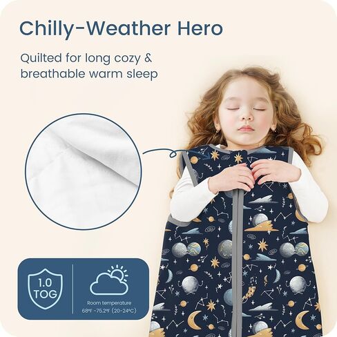 Toddler 1.0 TOG Sleep Sack for 2T-4T, Super Soft 3T Toddler Wearable Blanket with 2-way Safe Zippers, Premium All Seasons Baby Sleeping Bag for 24-36-48 Months Baby Girls Boys, 1-pack in Kuwait