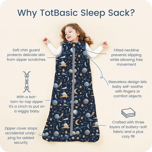 Toddler 1.0 TOG Sleep Sack for 2T-4T, Super Soft 3T Toddler Wearable Blanket with 2-way Safe Zippers, Premium All Seasons Baby Sleeping Bag for 24-36-48 Months Baby Girls Boys, 1-pack in Kuwait
