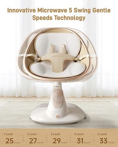 تأرجح الطفل للرضع إلى طفل صغير ، يتأرجح الطفل الكهربائي مع قاعدة متينة على شكل درع ، 180 درجة أرجوحة للرضع المحمولة مع 5 سرعات و 12 تهويدة للطفل المولود الجديد حتى 20 رطلاً ، أسود in Kuwait